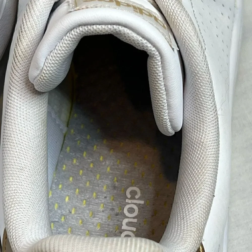 Adidas white perforated cloud foam advantage sneakers size 9.5